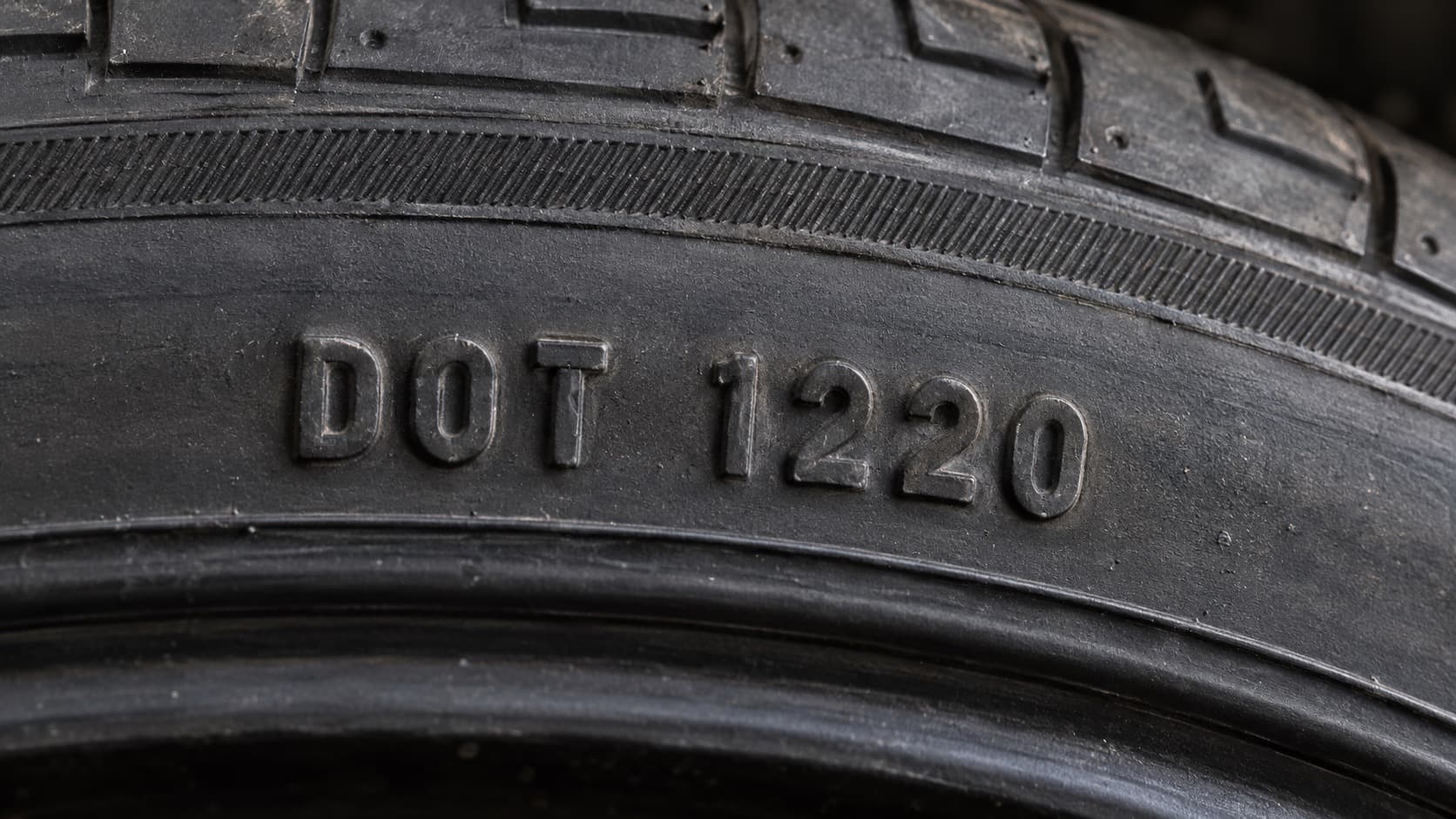 DOT code on a tire showing manufacture date 1220