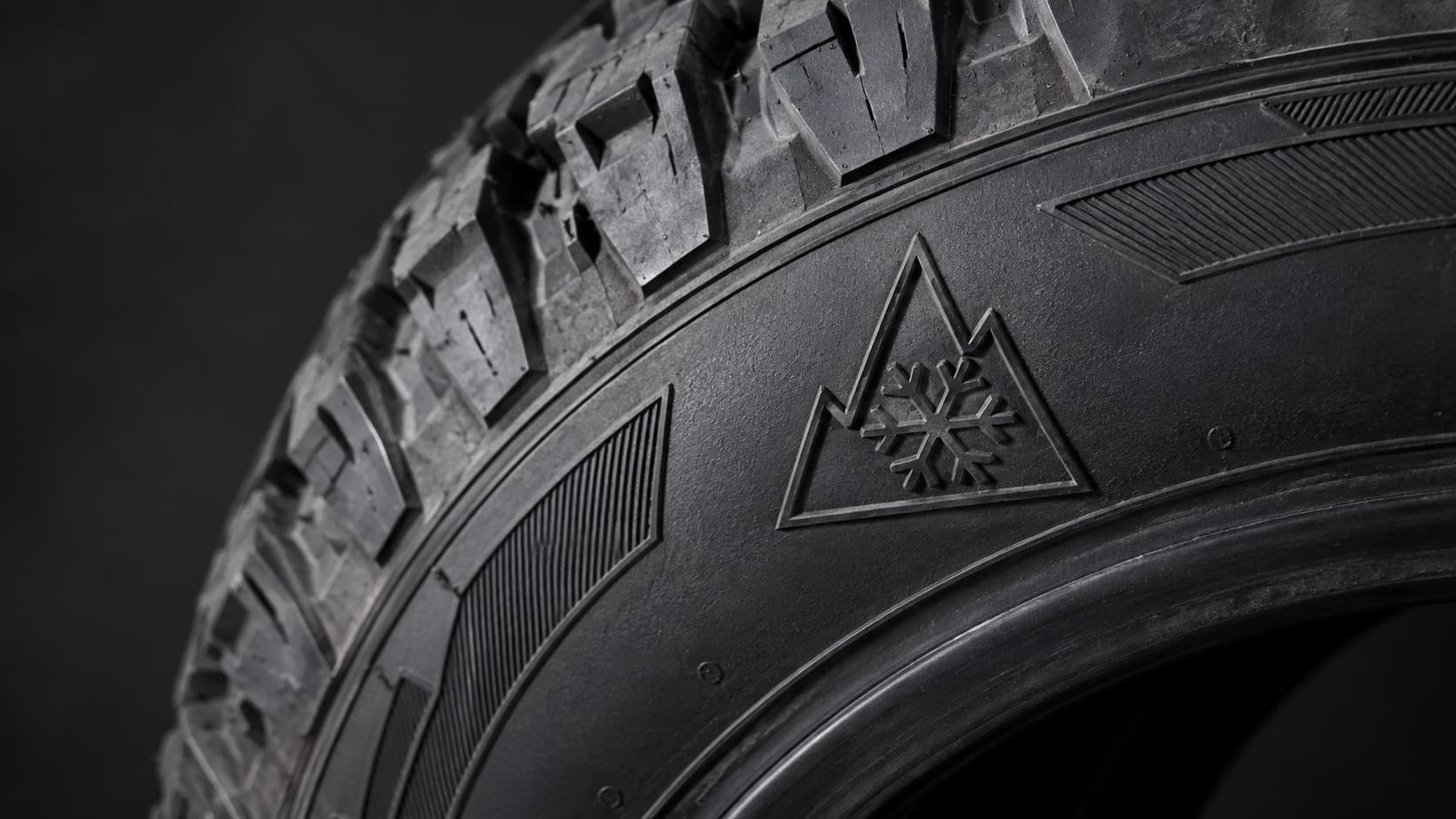 Three-Peak Mountain Snowflake symbol on an all-terrain tire sidewall