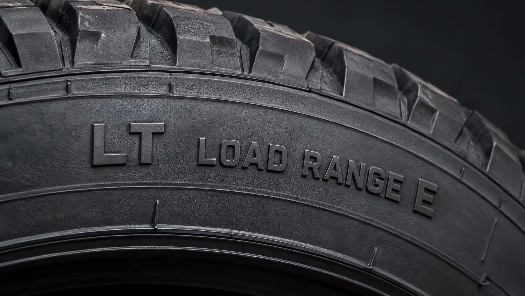 LT tire sidewall marking showing load range E